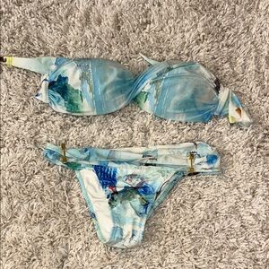 Blue and White Women's Bikini Set